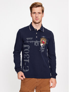Aeronautica Militare Aeronautica Militare Тениска с яка и копчета 232PO1742P318 Тъмносин Regular Fit