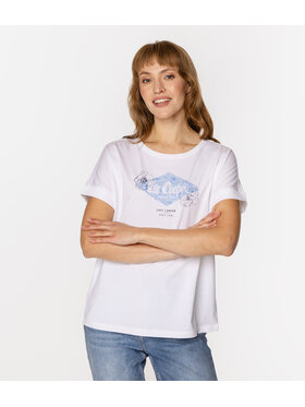 Lee Cooper Lee Cooper T-Shirt LOGO BLUE 1160 Biały Relaxed Fit