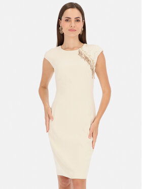 L’AF L’AF Sukienka koktajlowa Edith Kremowy Slim Fit