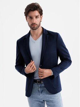 Ombre Ombre Marynarka OM-BLZB-0127 Granatowy Regular Fit