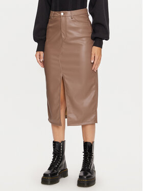 ONLY ONLY Dirbtinės odos sijonas Kiri 15324778 Ruda Regular Fit