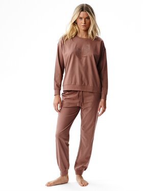 Atlantic Atlantic Piżama Leaf Lounge Peach Effect Brązowy Regular Fit