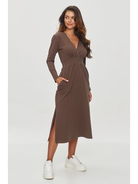Makadamia Makadamia Sukienka codzienna M844 Brązowy Comfortable Fit