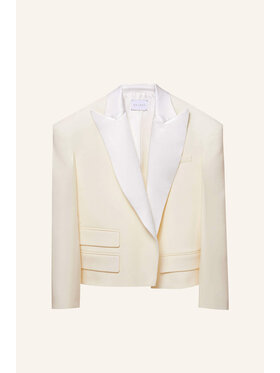 Epuzer Epuzer Marynarka Wool blazer Kremowy Loose Fit