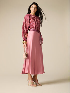Oltre Oltre Spódnica maxi 1065J000292N006 Różowy A-Line Fit
