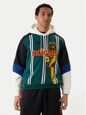 adidas adidas Džemperis ar kapuci Archive Football Graphic KD1438 Zaļš Loose Fit