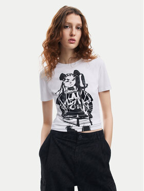 Desigual Desigual Tričko Choi Lacroix 24WWTK90 Biela Slim Fit