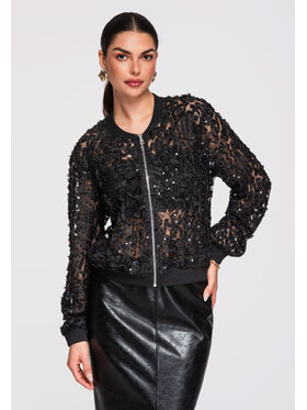 Ombre Ombre Kurtka bomber OW-JANP-0134 Czarny Loose Fit