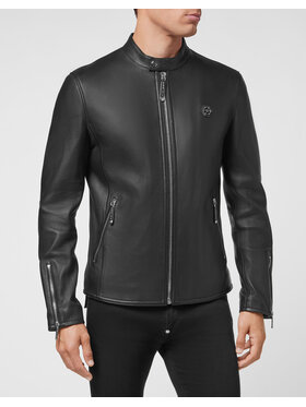 PHILIPP PLEIN PHILIPP PLEIN Kurtka skórzana 585 Czarny Slim Fit
