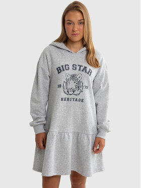 BIG STAR BIG STAR Sukienka dzianinowa FLEUR Szary Comfort Fit