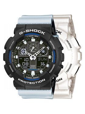 Casio Casio Zegarek SET GA-100B-7AER + BEZEL 10508136 + PASEK 10527469 Biały