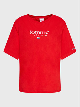 Tommy Jeans Curve Tommy Jeans Curve T-Shirt Essential Logo DW0DW14559 Czerwony Regular Fit