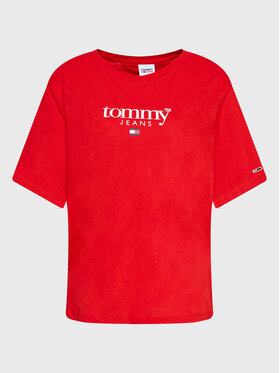 Tommy Jeans Curve Tommy Jeans Curve Тишърт Essential Logo DW0DW14559 Червен Regular Fit