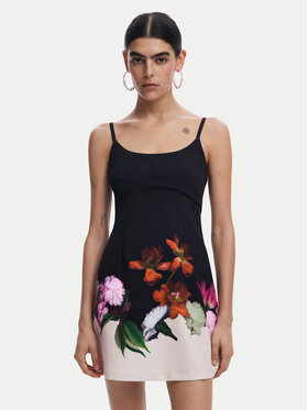 Desigual Desigual Sommerkleid Le Mans 25SWVW16 Schwarz Regular Fit