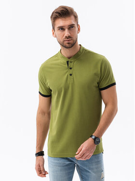 Ombre Ombre Polo OM-TSCT-0156 Zielony Slim Fit