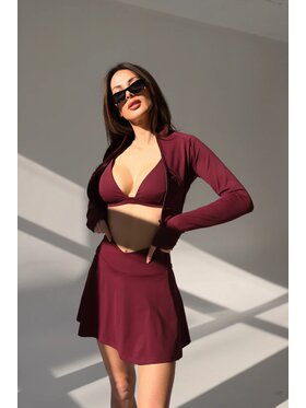 Chiara Wear Chiara Wear Kurtka przejściowa Kurtka na zamek SUMMER Bordowy Slim Fit