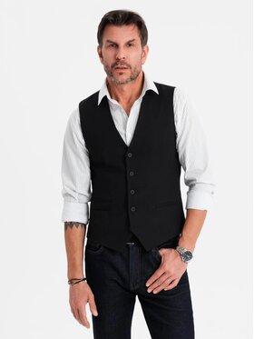 Ombre Ombre Kamizelka garniturowa OM-BLZV-0142 Czarny Slim Fit