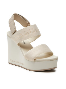 Calvin Klein Jeans Sandale Wedge Sandal Webbing In Mtl YW0YW01479 Écru