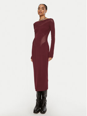 Patrizia Pepe Patrizia Pepe Плетена рокля 8A1348 K195 M511 Бордо Slim Fit