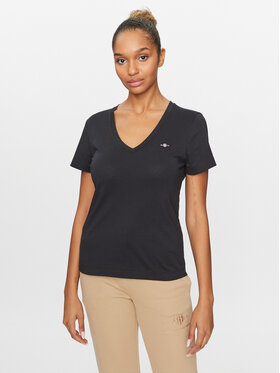 Gant Gant Tricou Reg Shield Ss V-Neck 4200750 Negru Regular Fit