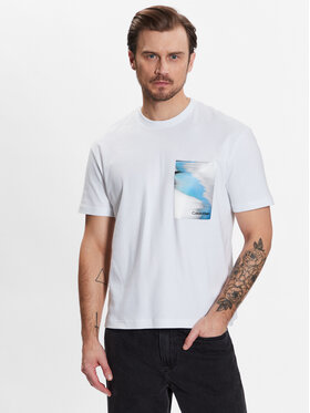 Calvin Klein Calvin Klein T-Shirt Glitch Chest Print Comfort Tee K10K111132 Biały Regular Fit