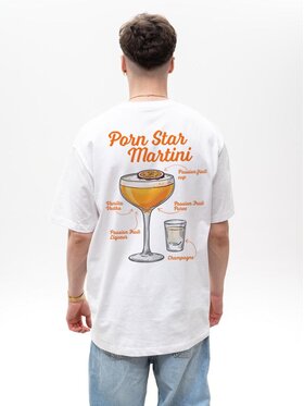 MyStars MyStars T-Shirt Szeroka luźna na lato drink 132574 Biały Oversize