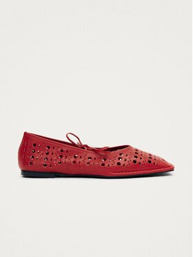 ALOHAS ALOHAS Baleriny Sway Slit Red Leather Ballet Flats Czerwony