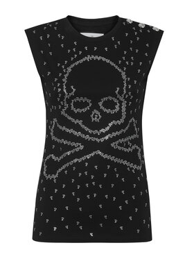 PHILIPP PLEIN PHILIPP PLEIN Tank top 14755 Czarny Skin Tight Fit
