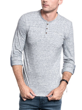 Mustang Mustang T-Shirt ADRIAN H HENLEY Szary Regular Fit