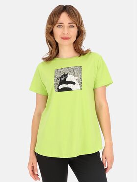 Perso Perso T-Shirt TCE245281F Zielony Regular Fit