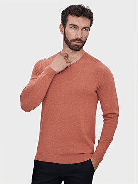 Evenemen Evenemen Sweter V-NECK RUST Miedziany Slim Fit