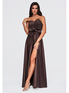 Ombre Ombre Sukienka wieczorowa LA-OM-DLR470 Brązowy Regular Fit