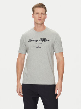 Tommy Hilfiger Tommy Hilfiger Tricou Script Logo MW0MW33691 Gri Regular Fit