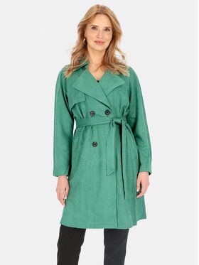 Perso Perso Płaszcz przejściowy BLE252325F Zielony Regular Fit