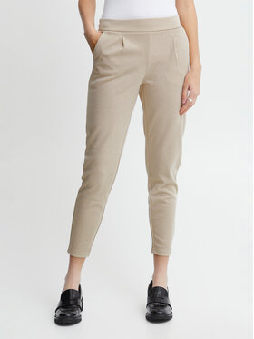 ICHI ICHI Hlače iz tkanine 20113286 Bež Slim Fit