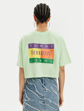 Tommy Jeans Majica Summer Flag DW0DW18141 Zelena Oversize