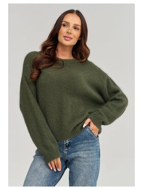 Makadamia Makadamia Sweter C93 Zielony Loose Fit