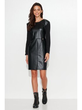 Numinou Numinou Sukienka skórzana NU409 Czarny Shaped Fit