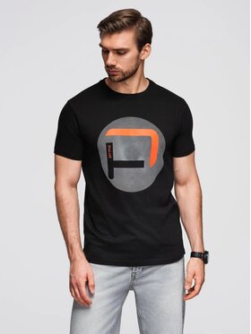 Ombre Ombre T-Shirt OM-TSPT-0245 Czarny Regular Fit