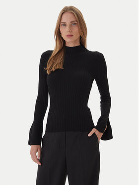 KAOS KAOS Bluză cu gât RI1NT052 0001 Negru Regular Fit