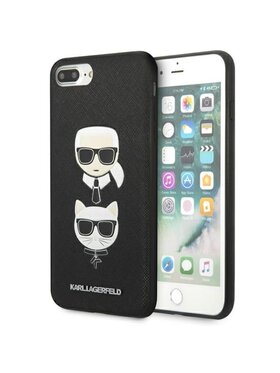 KARL LAGERFELD KARL LAGERFELD Etui na telefon Saffiano Karl & Choupette Heads Czarny