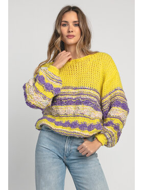 Fobya Fobya Sweter F1820 Żółty Loose Fit