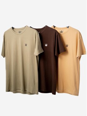 Jigga Wear Jigga Wear Komplet t-shirtów Zestaw 3 T-Shirtów Jigga Wear Mini Crown Brązowa / Beżowa / Zielona 2XL Beżowy Regular Fit