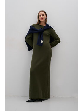 Fobya Fobya Sukienka dzianinowa F2056 Zielony Basic Fit