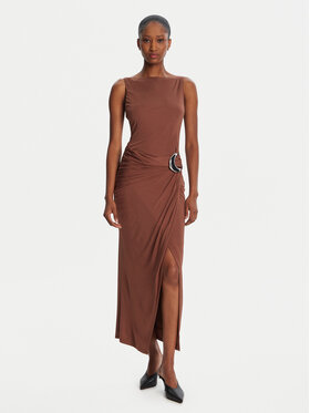 STAUD STAUD Koktejlové šaty Talia R25R2137VJ Hnědá Slim Fit
