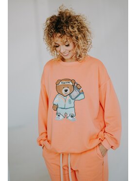 Bejbi Story Bejbi Story Bluza Bluza oversize Funky Teddy dla mamy i taty Pomarańczowy Oversize