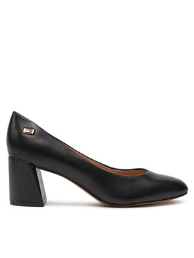 Tommy Hilfiger Tommy Hilfiger Γοβάκια Th Leather Mid Heel Block Pump FW0FW07716 Μαύρο