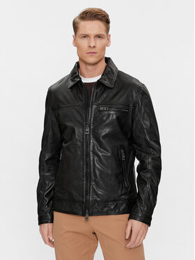 Guess Guess Кожено яке Real Leather M4RL16 L0TX0 Черен Regular Fit