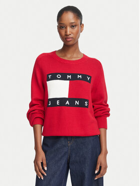 Tommy Jeans Tommy Jeans Kampsun Flag DW0DW23450 Punane Regular Fit