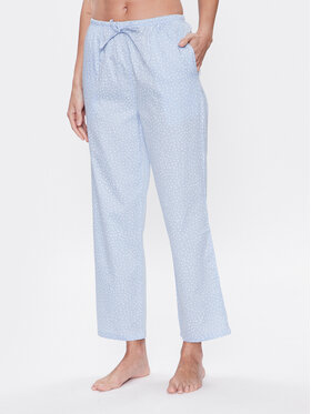 Seidensticker Seidensticker Pantalon de pyjama Woven Satin Pajama Pant Bleu Straight Fit